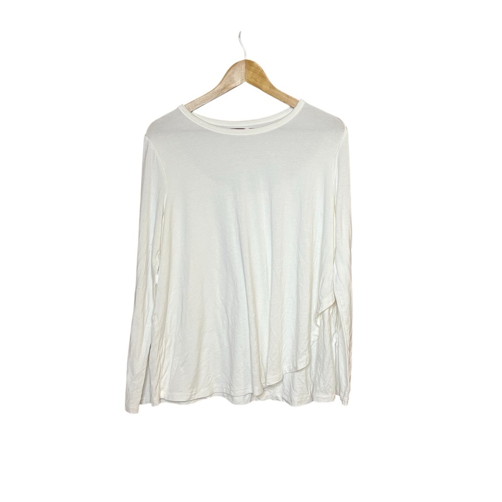 GAP Maternity L Crewneck Long Sleeve Tee Shirt Waterfall Layered Top Lined